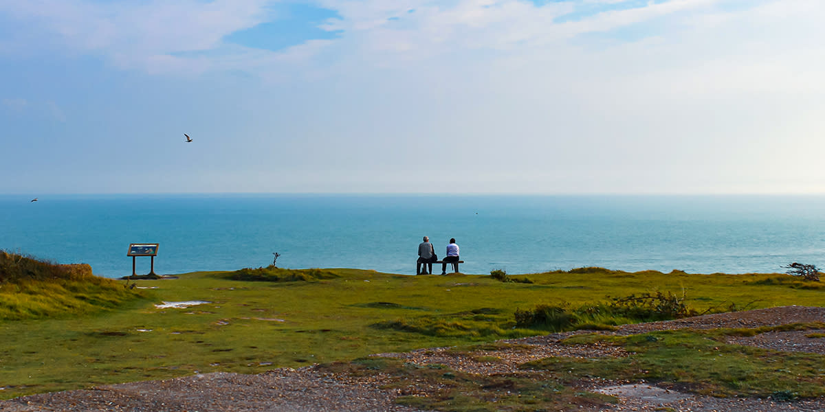 Couple sat on the White Cliffs