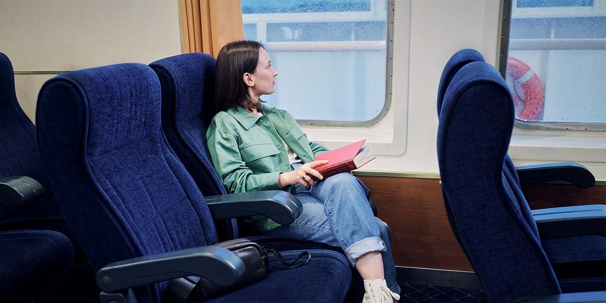 Woman in the lounge area