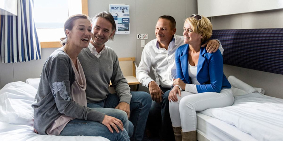 Couples in standard onboard cabins ferry
