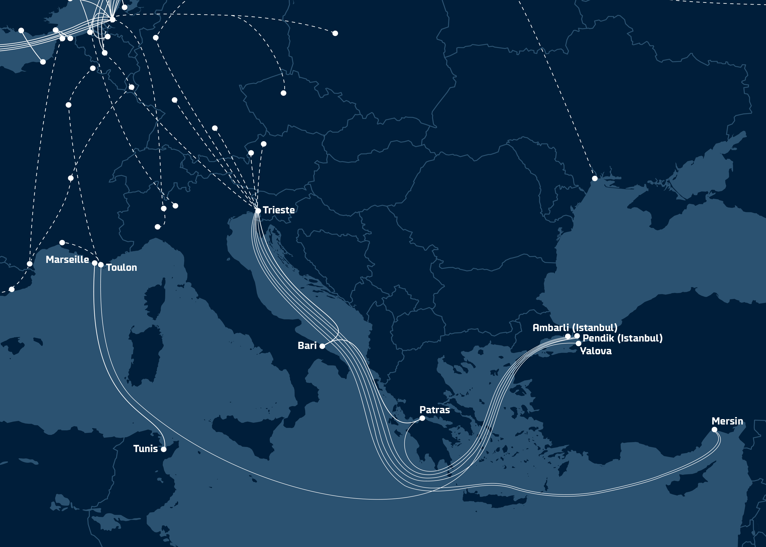 A3 DFDS map of Mediterranean routes