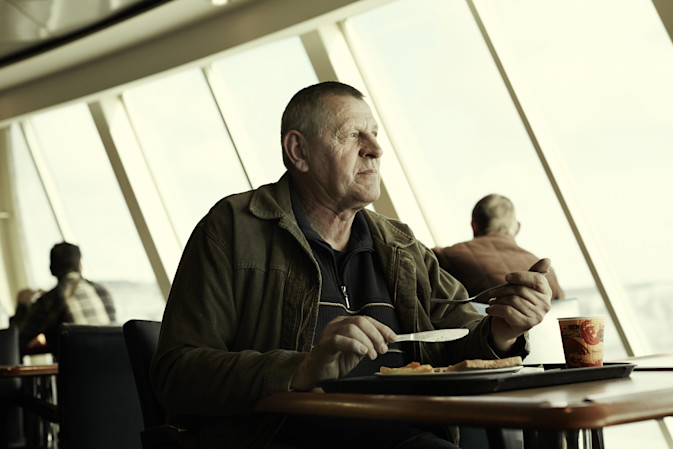 DFDS Road Kings in a cafe on board a ship