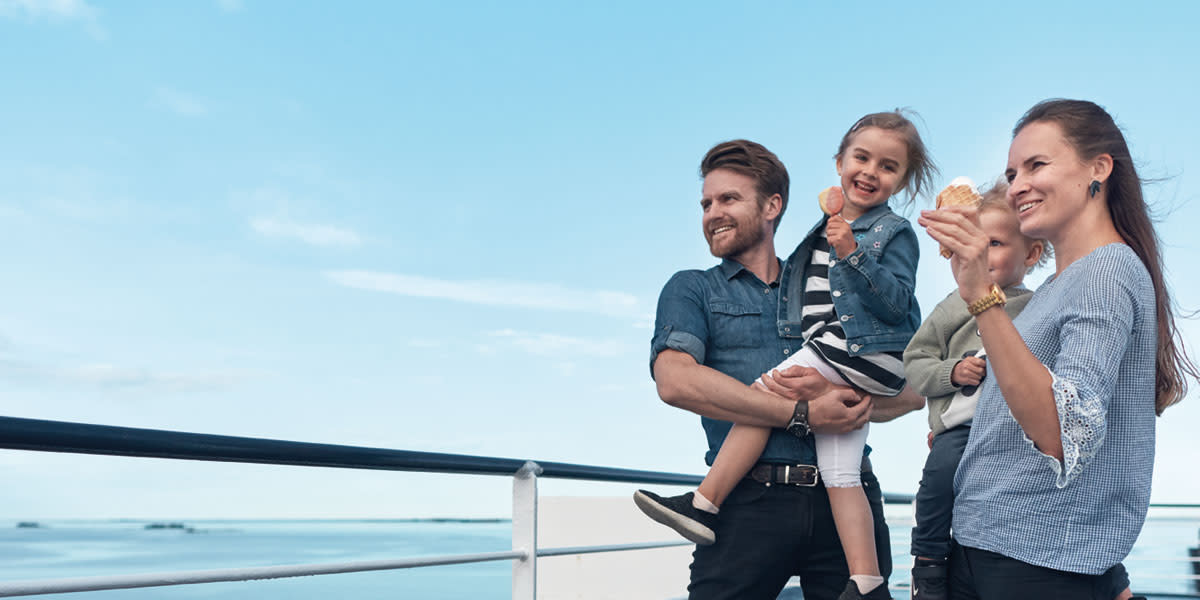 Family on deck of DFDS ferry