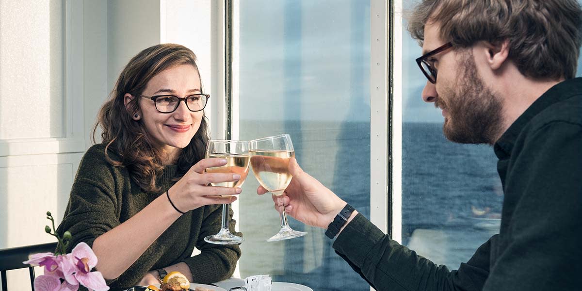 Couple at self-service restaurant