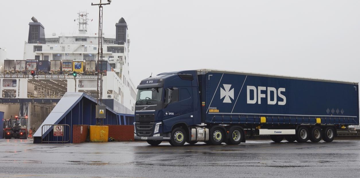 DFDS truck at a ferry terminal