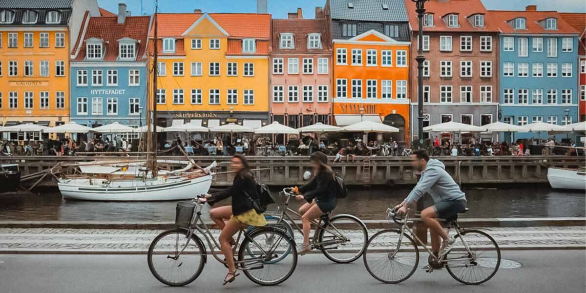 Cycling in Nyhavn, Copenhagen