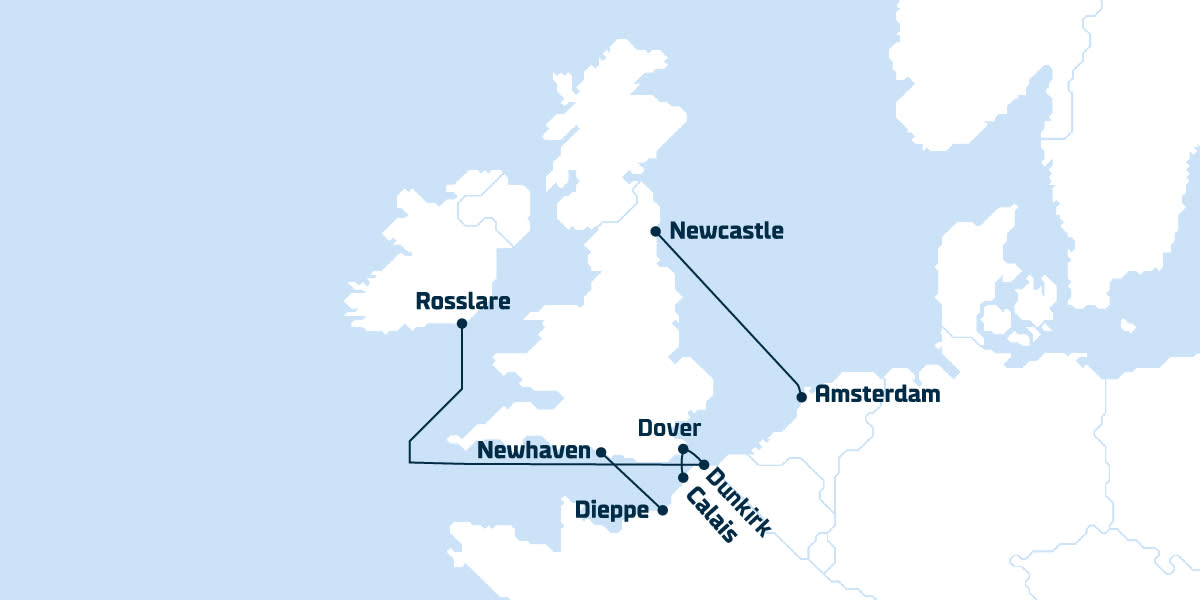 Overnight ferier route map