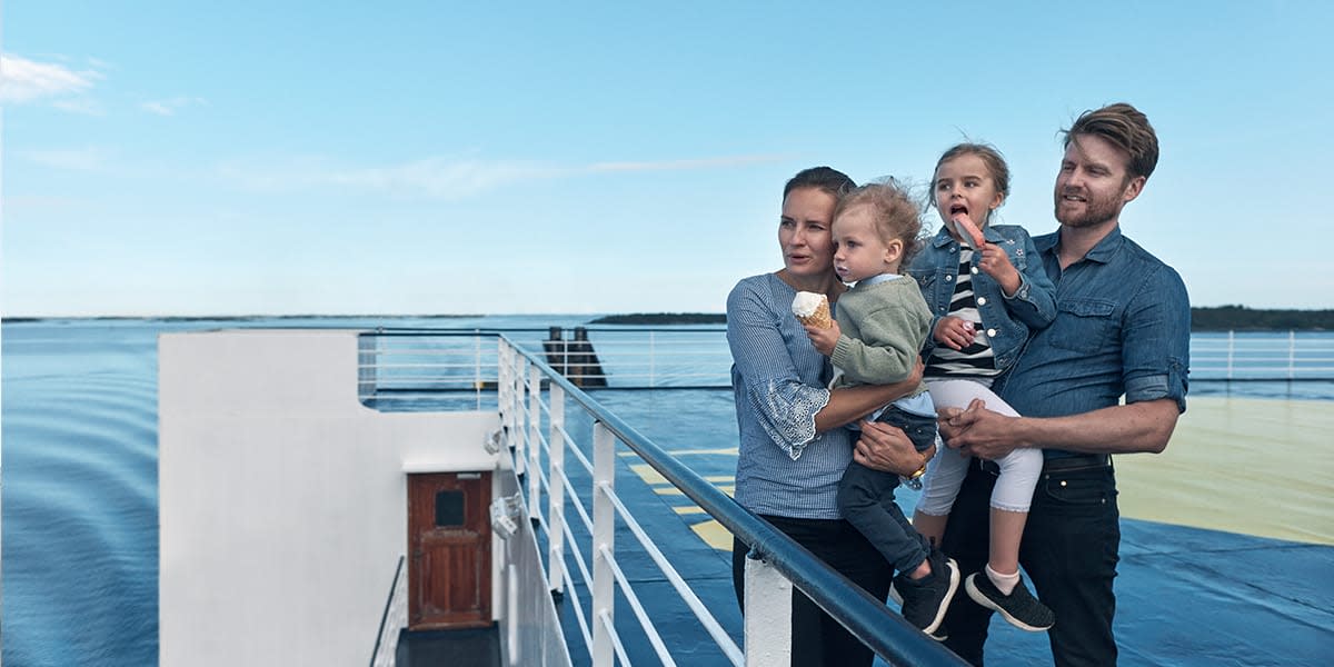 Family on deck of DFDS ship