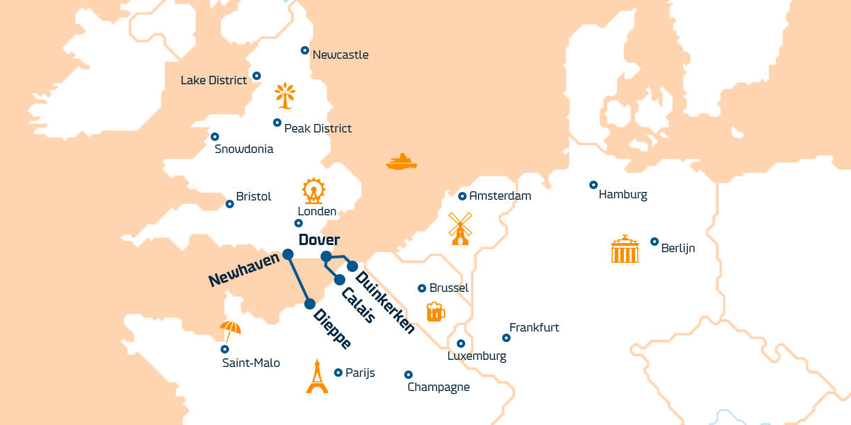 Ferries to UK map Ferries to UK map