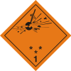 Pictogram representing GHS hazard divisions 1.1-1.3, explosives 