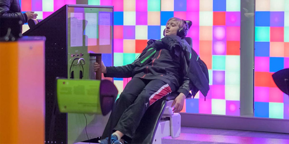 A boy enjoying an activity at Experimentarium - The science and technology museum in Copenhagen