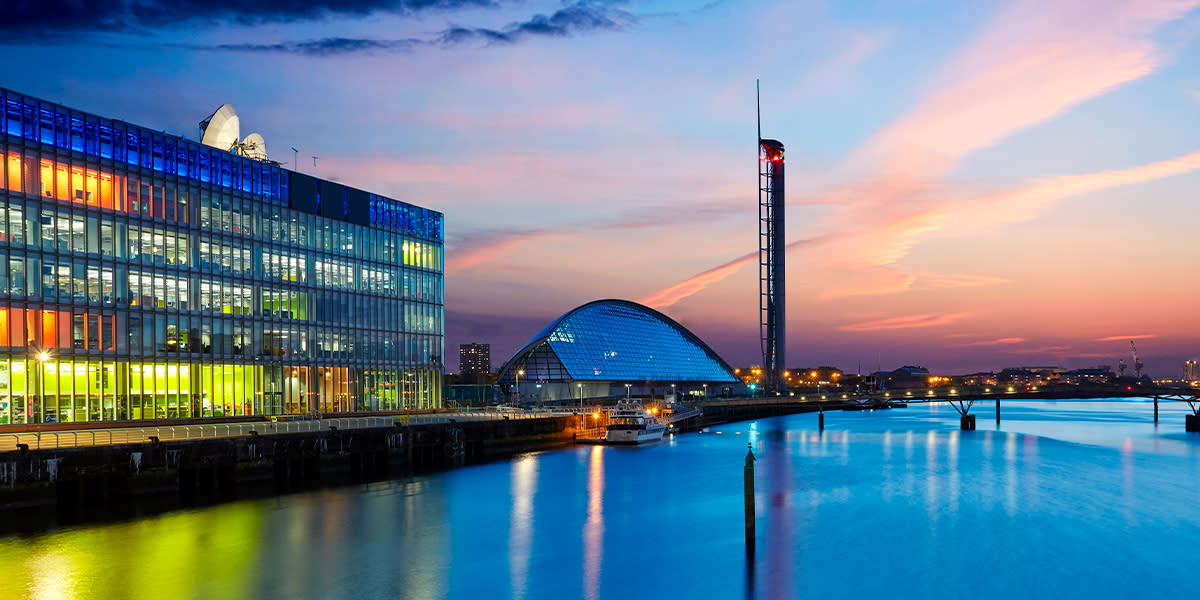 Glasgow City at sunset 