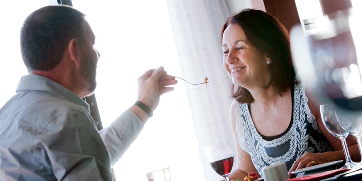 Couple at self-service restaurant 