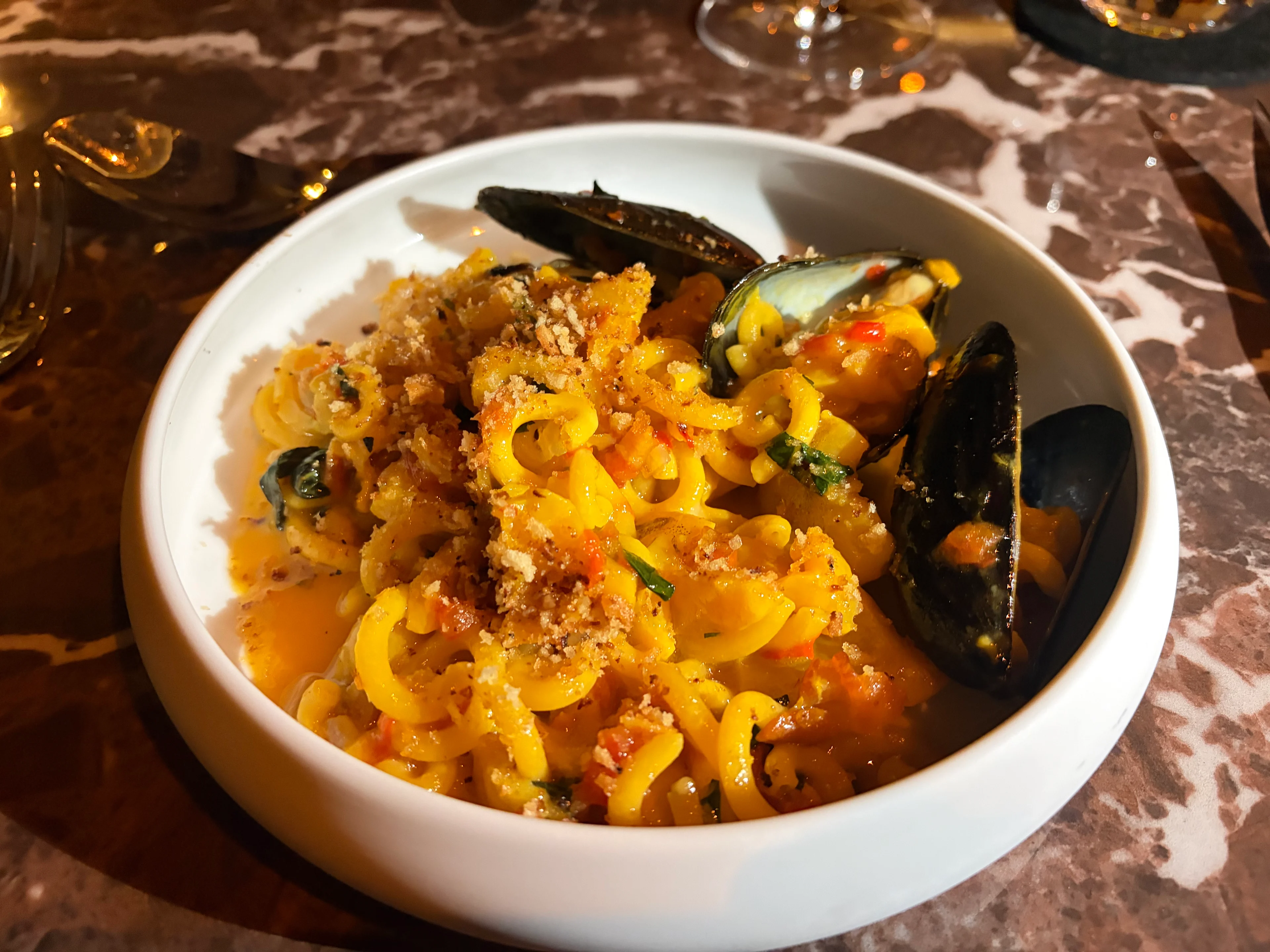 Gramigna con callos de bacalao