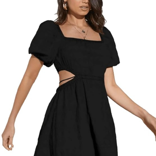 Black Length Women Solid Fit and Flare Dress