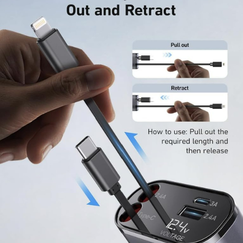 4-in-1 Fast Car Charger 120w Adapter with Type-C cable - Image 4