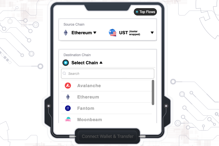 Cross-chain transfer on the Satellite app demonstrates Axelar’s universal interoperability capability.