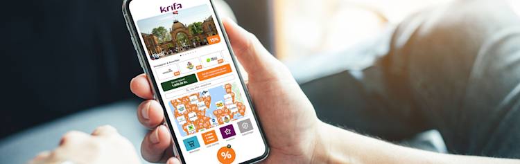 6 iphones med skærmbilleder fra tjoose app'en