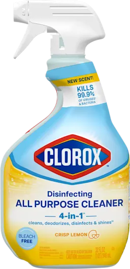 Spray bottle of Clorox Disinfecting All Purpose Cleaner, Crisp Lemon scent.