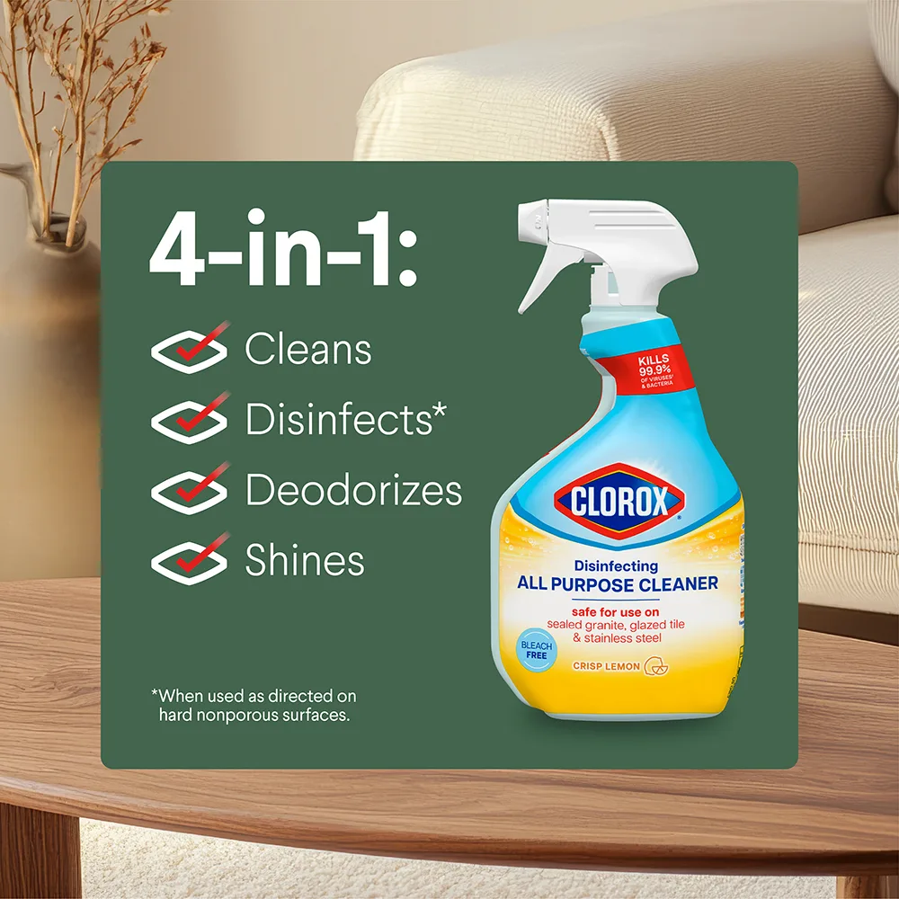 4-in-1: Cleans, Disinfects, Deodorizes, Shines