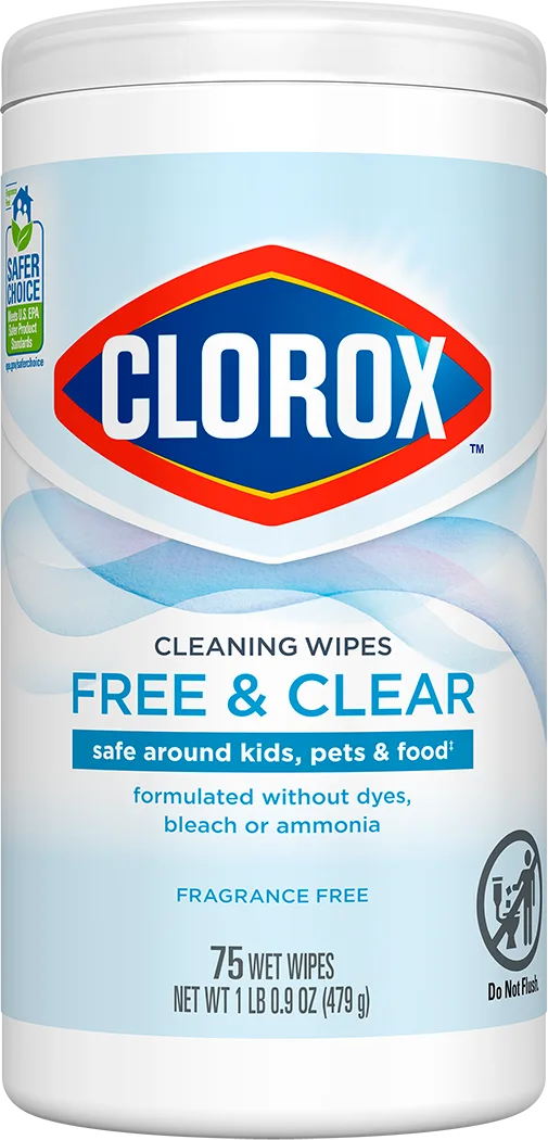 Container of Clorox Free & Clear Cleaning Wipes in Fresh Scent