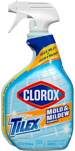 Spray bottle of Clorox Plus Tilex Mold & Mildew Remover.