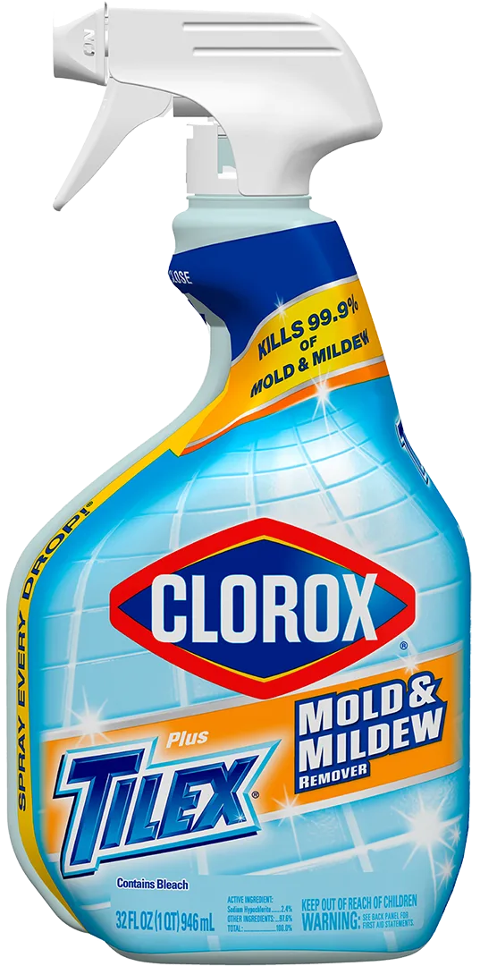 Spray bottle of Clorox Plus Tilex Mold & Mildew Remover.