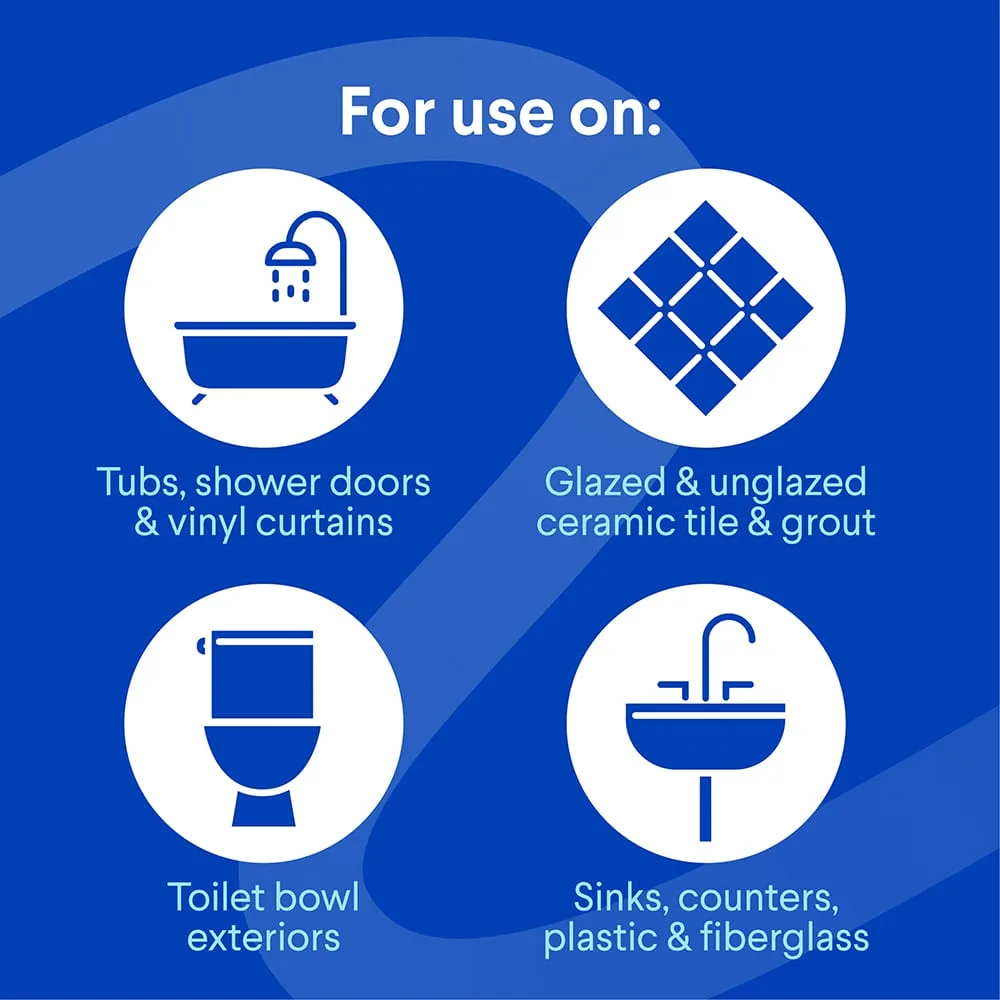 For use on tubs, tile, toilets and sinks