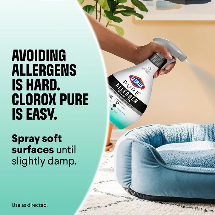 Avoiding allergens is hard. Clorox PURE is easy. Spray 1–2x daily in the air