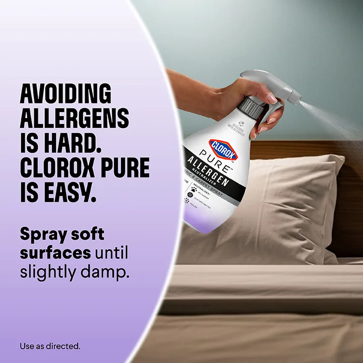 Avoiding allergens is hard. Clorox PURE is easy. Spray 1–2x daily in the air