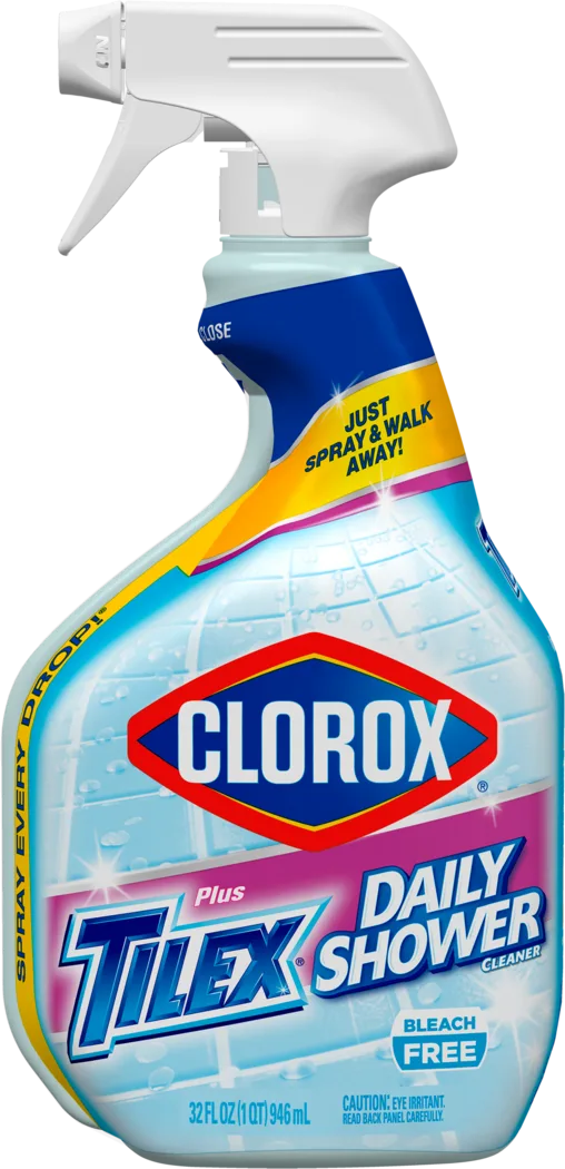 spray bottle of Clorox Plus Tilex Daily Shower Cleaner Spray