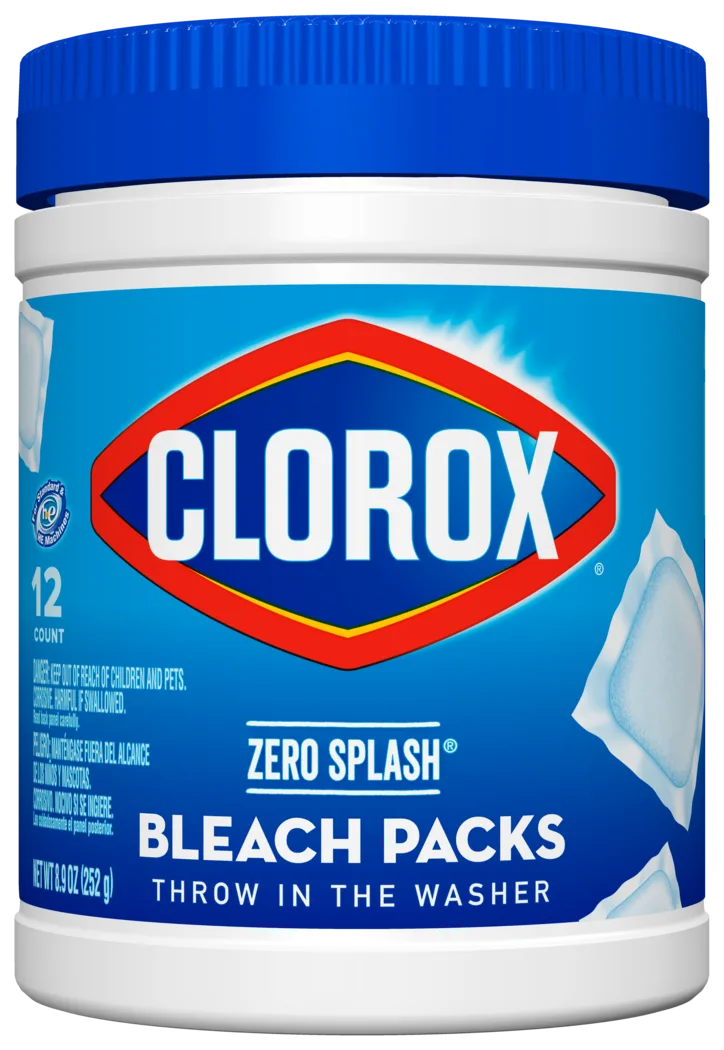 jar of Clorox Zero Splash Laundry Bleach Packs
