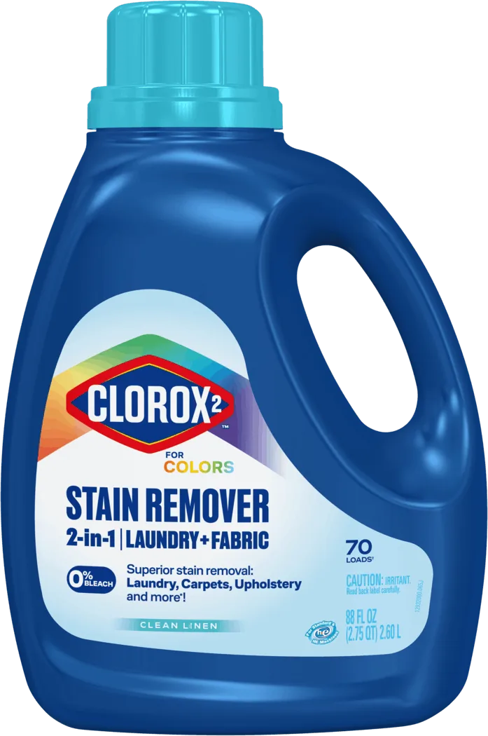 Bottle of Clorox 2 for Colors Bleach-Free Laundry Stain & Odor Remover Liquid, Clean Linen scent.