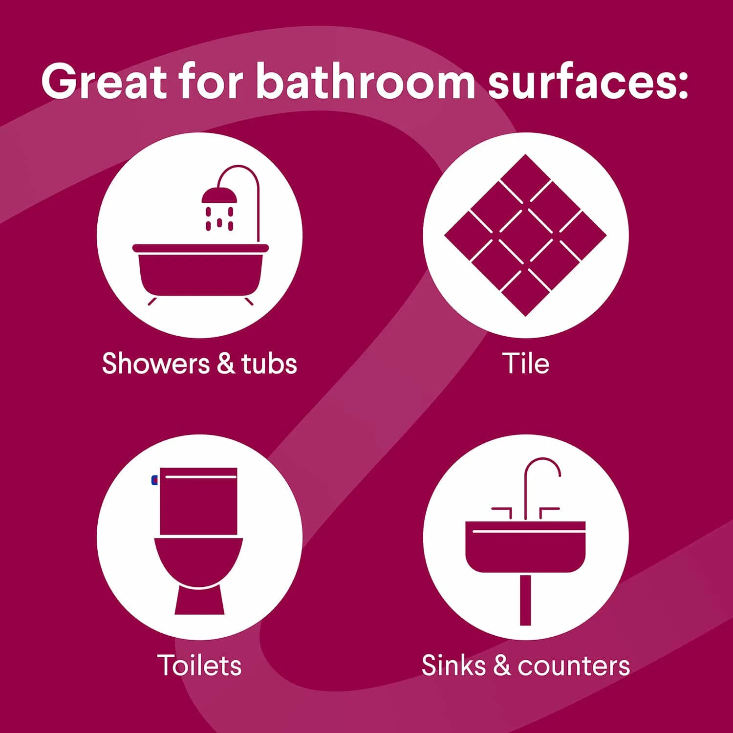 Excelente para limpiar superficies del baño como tinas, azulejos, inodoros y lavamanos