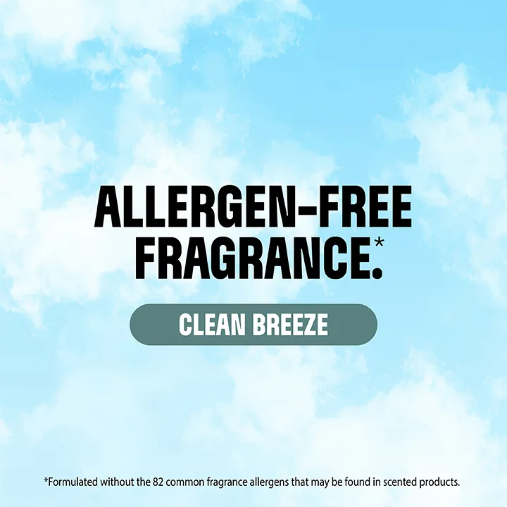 Allergen-Free Fragrance Clean Breeze on a background of blue clouds