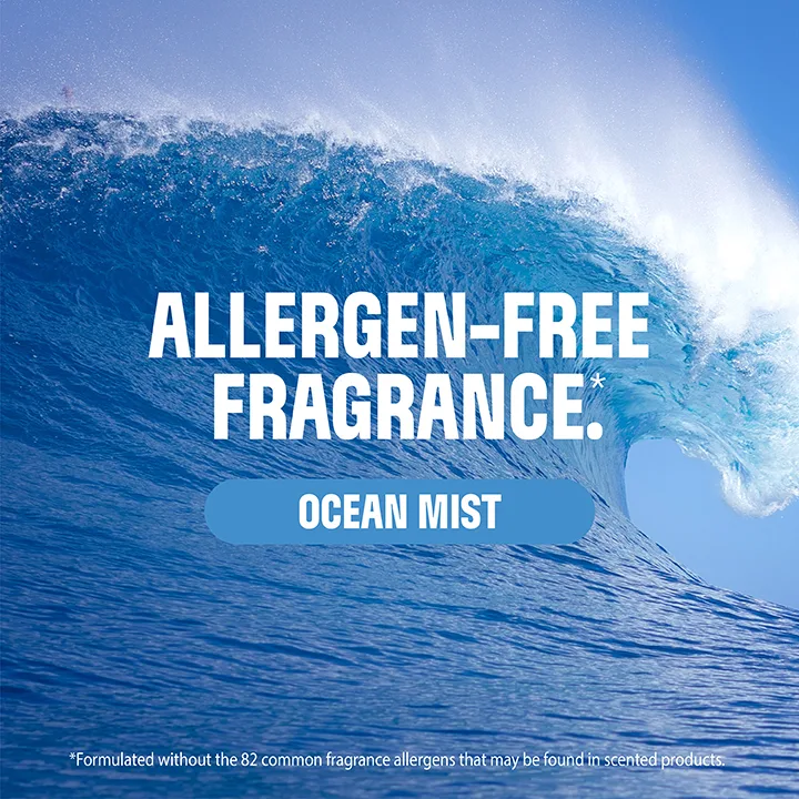 Allergen-Free Fragrance Ocean Mist on a background of a blue ocean