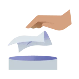 illustration of hand throwing away a wipe