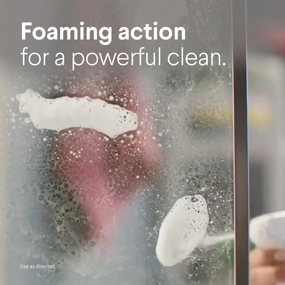 Foaming spray on a glass shower door