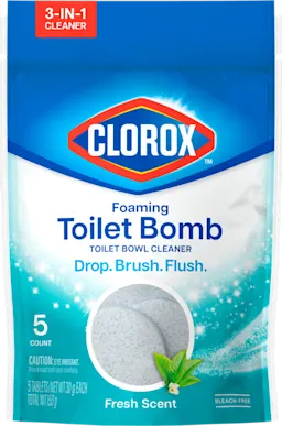Recloseable pouch containing 5 tablets of Foaming Toilet Bomb
