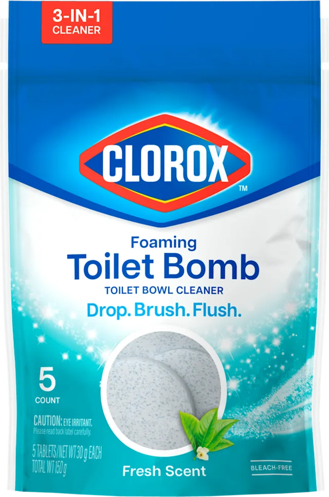 Recloseable pouch containing 5 tablets of Foaming Toilet Bomb