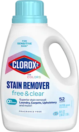 Bottle of Clorox 2 for Colors Free & Clear Colors Stain Remover Liquid.