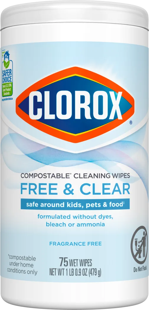 Free & Clear Compostable* Cleaning Wipes | Fragrance Free