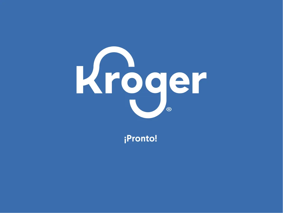Fondo azul con las palabras "Kroger Pronto"