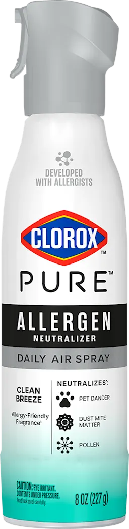 spray bottle of Clorox PURE Allergen Neutralizer Daily Air Spray in Clean Breeze scent