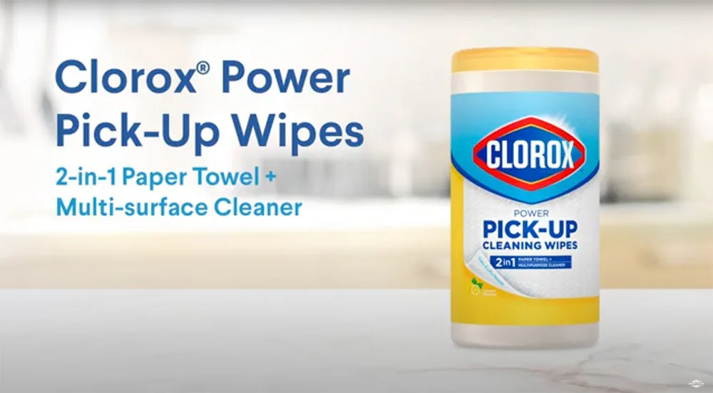 clorox power pick-up wipes 2-in-1 paper towel + multi-surface cleaner