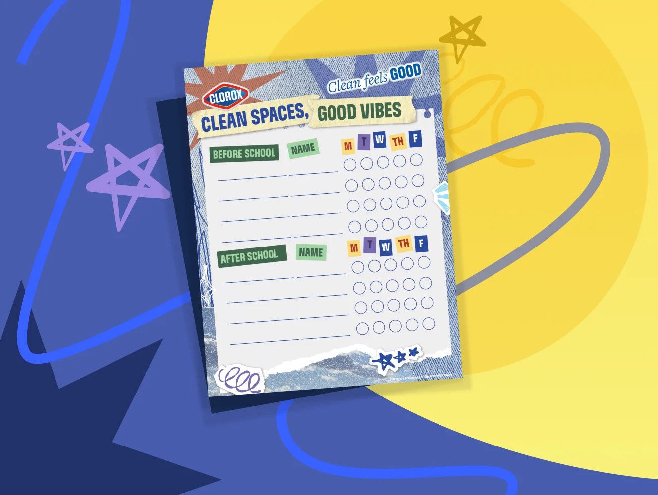 Chore Chart for 4th through 6th graders on a colorful illustrated background