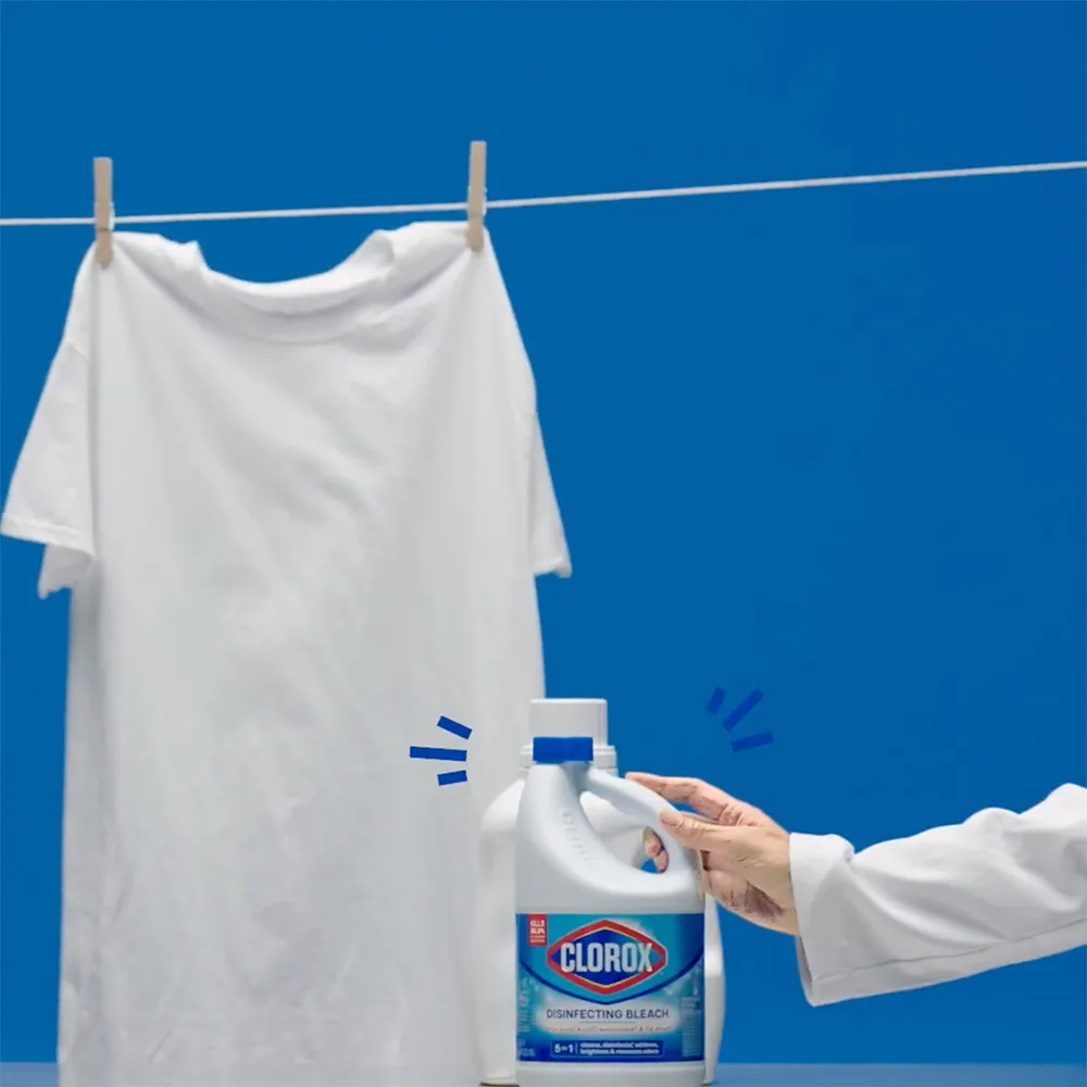 A video describing how adding bleach to your laundry is better than detergent alone