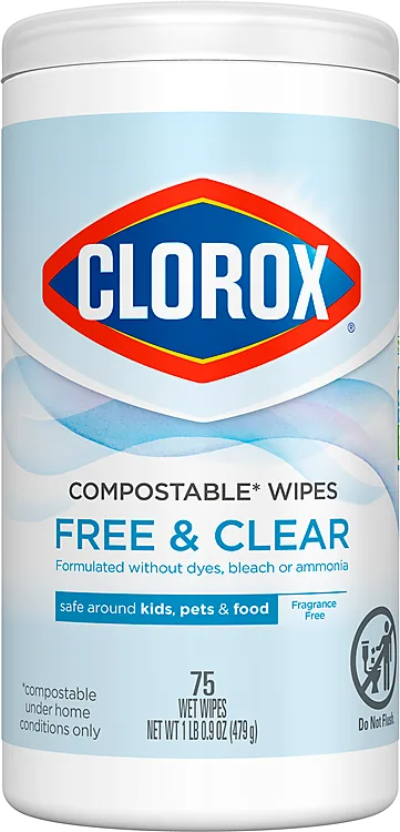 Free & Clear Compostable* Cleaning Wipes | Fragrance Free