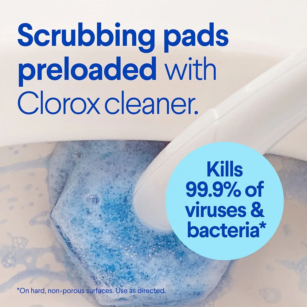 pre-loaded with Clorox cleaner, ToiletWand kills 99.9% of viruses & bacteria on hard, nonporous surfaces