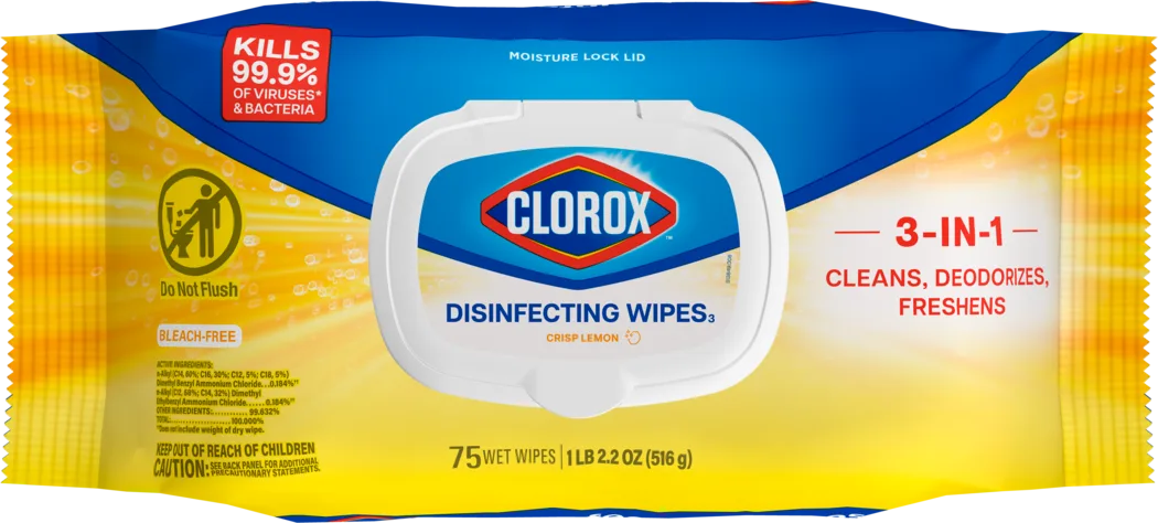 Flex pack of disinfecting cleaning wipes
