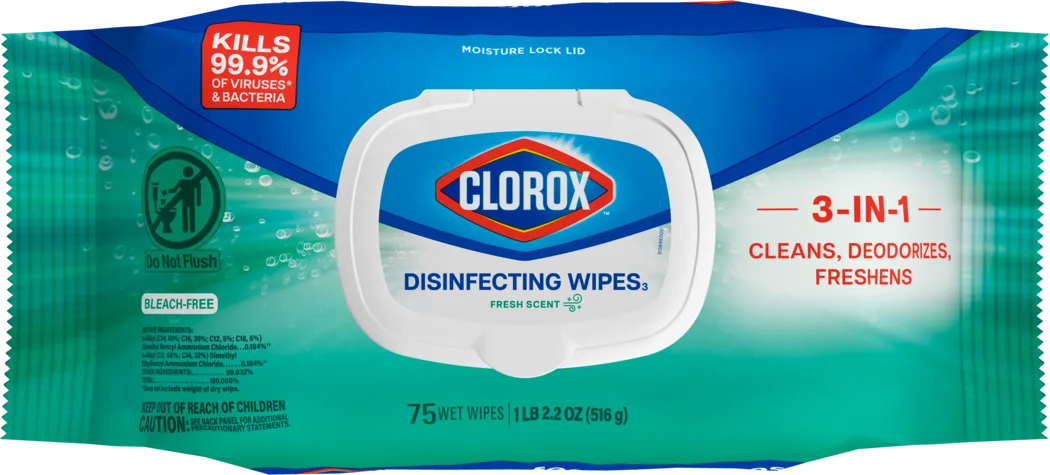 Flex pack of disinfecting cleaning wipes